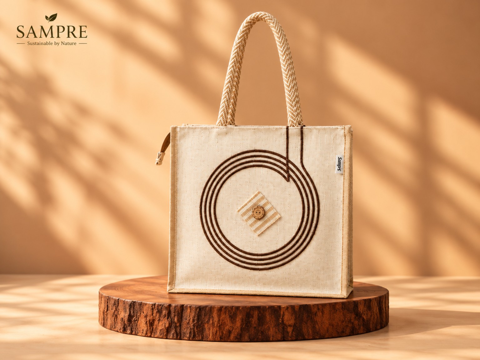 Circular Design Jute Tote Bag